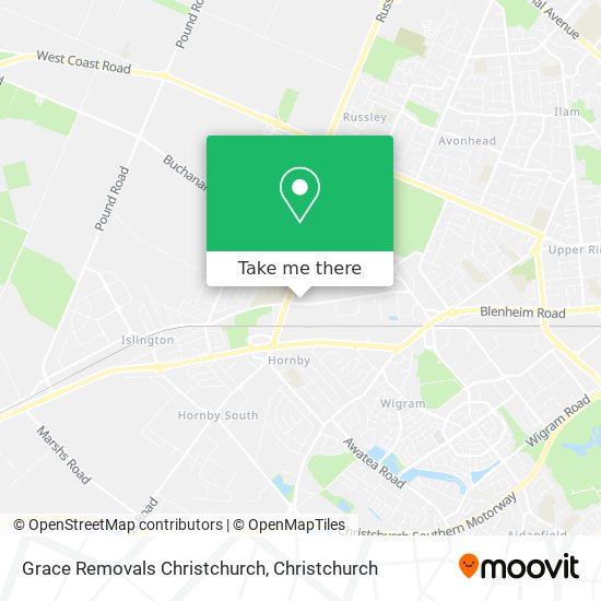 Grace Removals Christchurch map