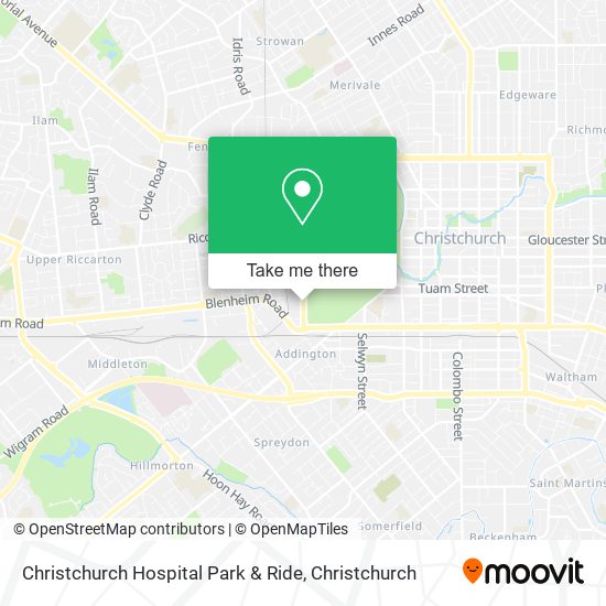 Christchurch Hospital Park & Ride map