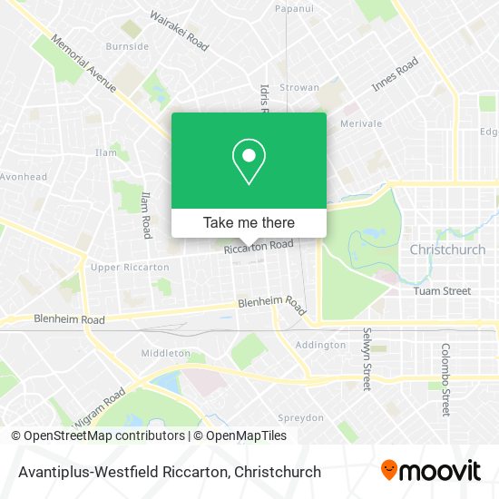 Avantiplus-Westfield Riccarton map