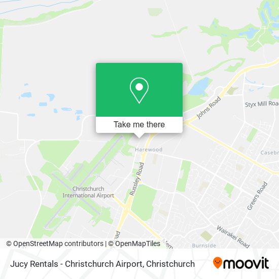 Jucy Rentals - Christchurch Airport map