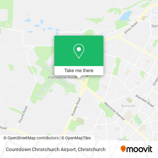 Countdown Christchurch Airport map