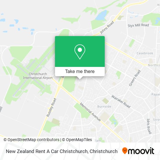 New Zealand Rent A Car Christchurch map