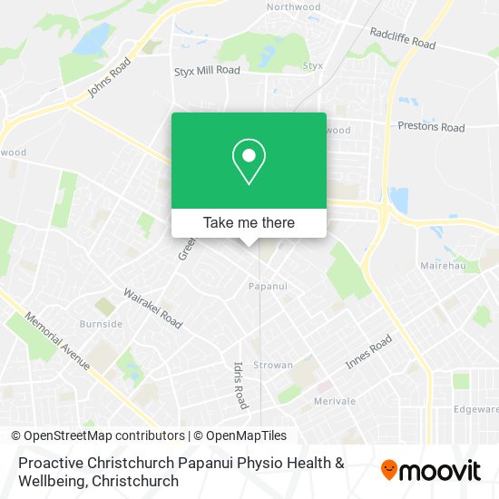 Proactive Christchurch Papanui Physio Health & Wellbeing map