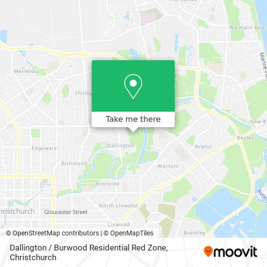 Dallington / Burwood Residential Red Zone map