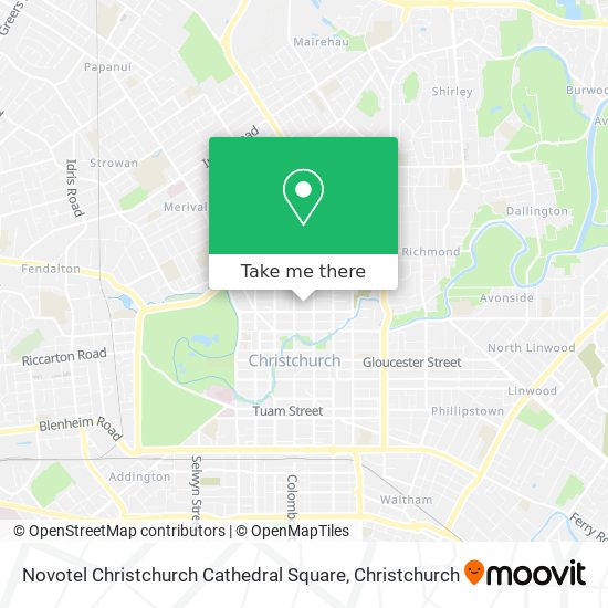 Novotel Christchurch Cathedral Square map