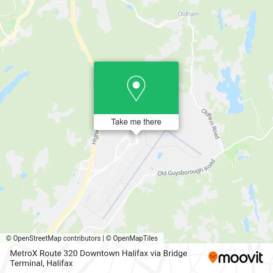 MetroX Route 320 Downtown Halifax via Bridge Terminal map
