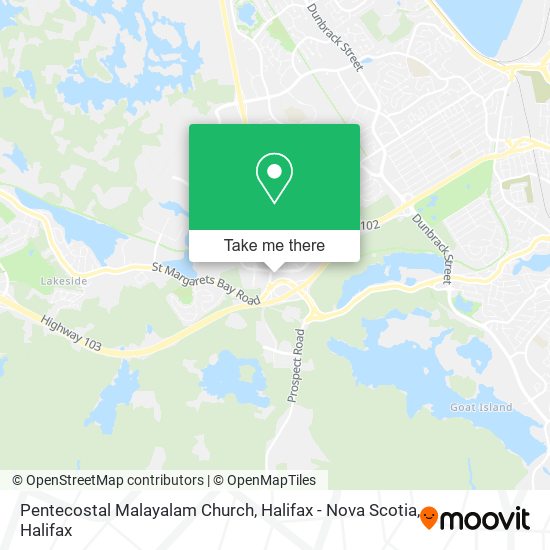 Pentecostal Malayalam Church, Halifax - Nova Scotia map