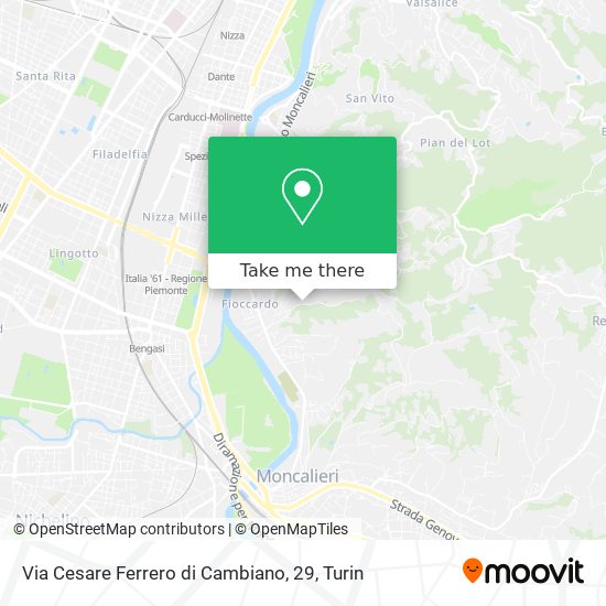 Via Cesare Ferrero di Cambiano, 29 map