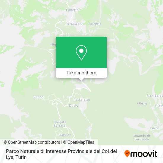 Parco Naturale di Interesse Provinciale del Col del Lys map