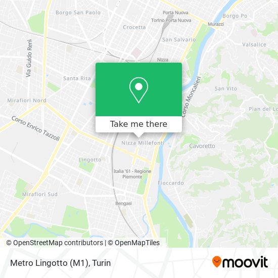 Metro Lingotto (M1) map