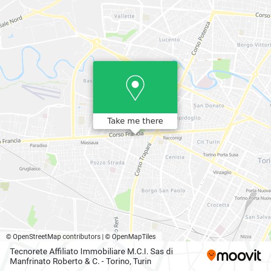 Tecnorete Affiliato Immobiliare M.C.I. Sas di Manfrinato Roberto & C. - Torino map