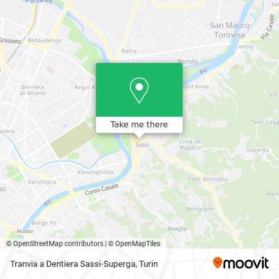 Tranvia a Dentiera Sassi-Superga map