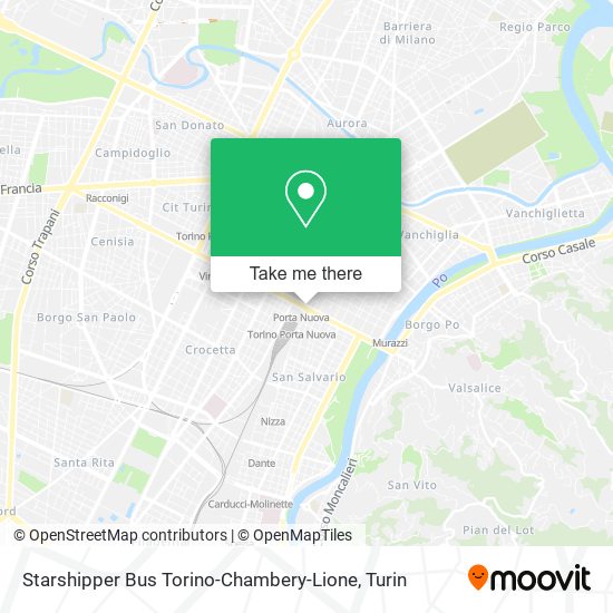 Starshipper Bus Torino-Chambery-Lione map