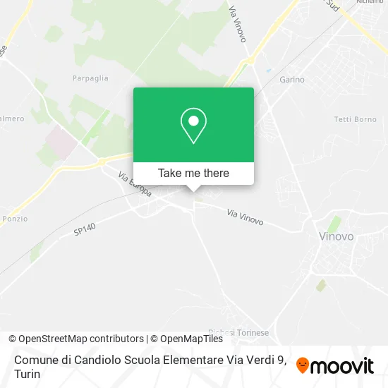 Candiolo Municipality Elementary School Verdi Street 9 map