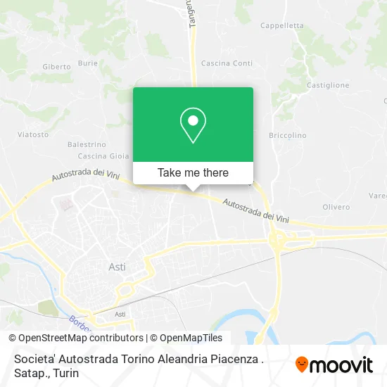 Societa' Autostrada Torino Aleandria Piacenza . Satap. map