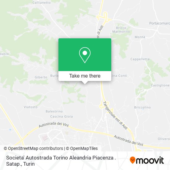 Societa' Autostrada Torino Aleandria Piacenza . Satap. map