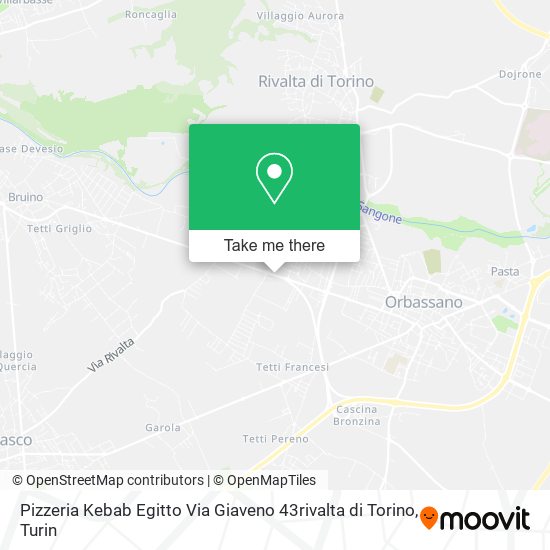 Pizzeria Kebab Egitto Via Giaveno 43rivalta di Torino map