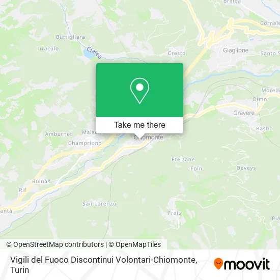 Volunteer Firefighters-Chiomonte map