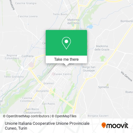 Unione Italiana Cooperative Unione Provinciale Cuneo map