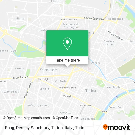 Rccg, Destiny Sanctuary, Torino, Italy. map
