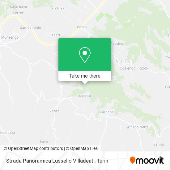 Strada Panoramica Lussello Villadeati map