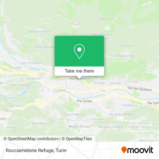 Rocciamelone Refuge map