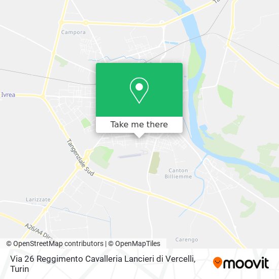 Via 26 Reggimento Cavalleria Lancieri di Vercelli map