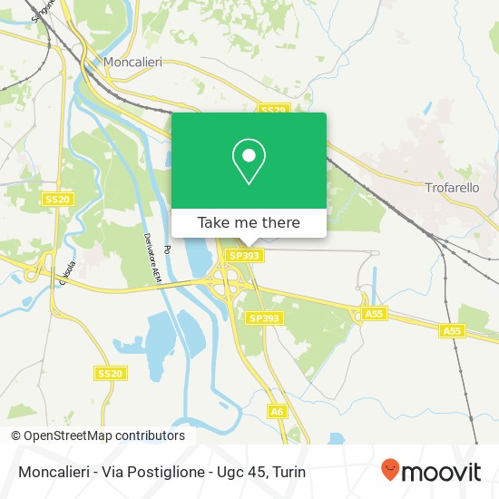 Moncalieri - Via Postiglione - Ugc 45 map