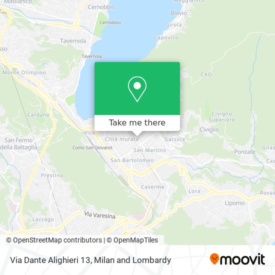 How to get to Via Dante Alighieri 13 in Como by Bus Train Ferry