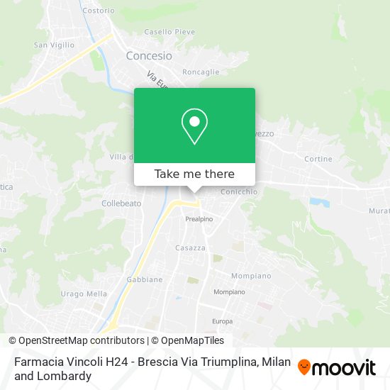 Farmacia Vincoli H24 - Brescia Via Triumplina map