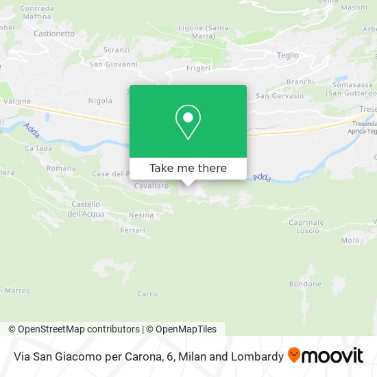Via San Giacomo per Carona, 6 map