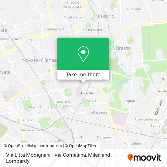Via Litta Modignani - Via Comasina map
