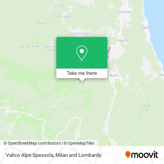 Valico Alpe Spessola map