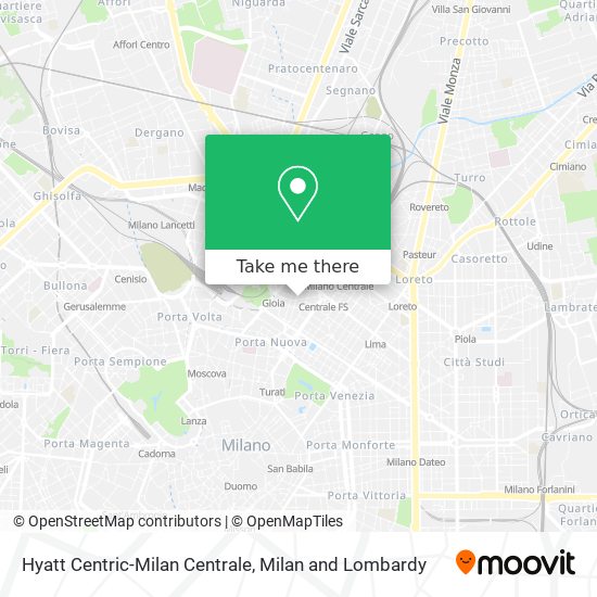 Hyatt Centric-Milan Centrale map