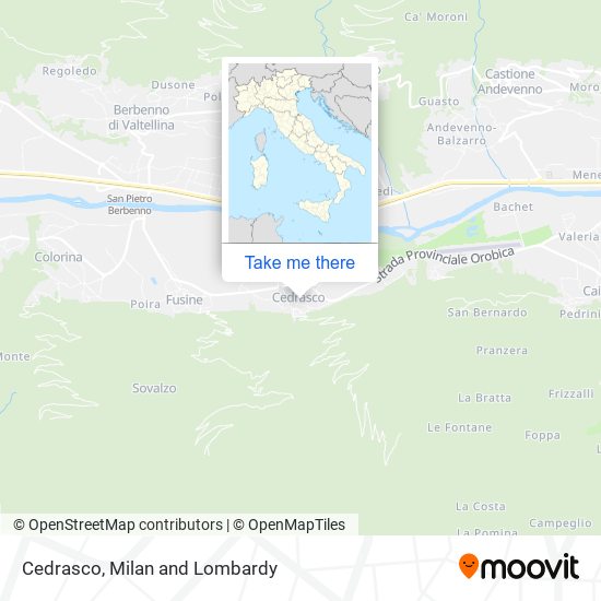 How to get to Cedrasco in Milan and Lombardy by Train Bus or Ferry