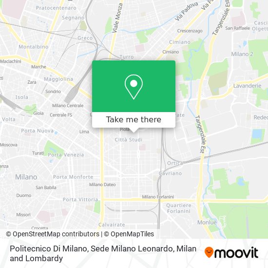 Politecnico Di Milano, Sede Milano Leonardo map