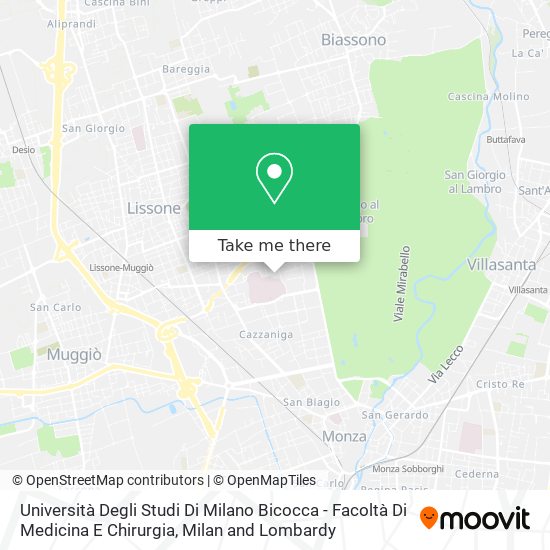 Università Degli Studi Di Milano Bicocca - Facoltà Di Medicina E Chirurgia map