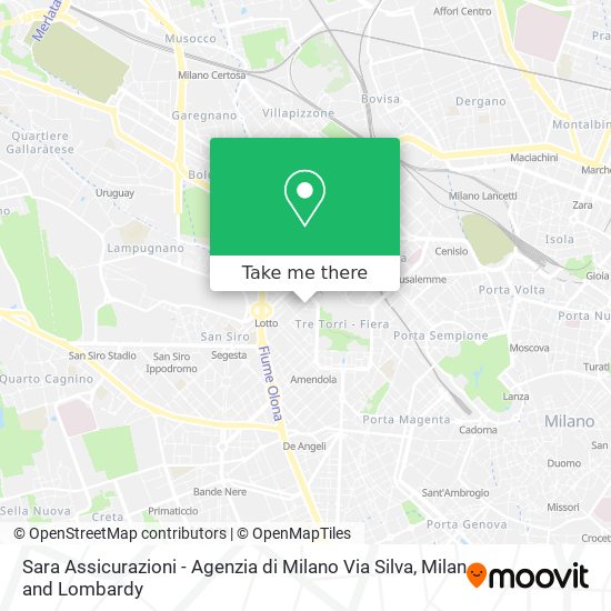 Sara Assicurazioni - Agenzia di Milano Via Silva map