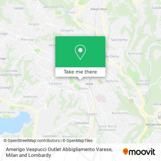 Amerigo Vespucci Outlet Abbigliamento Varese map