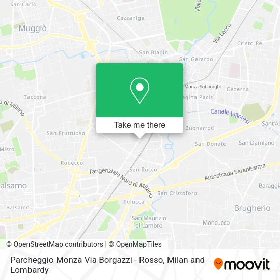 Parcheggio Monza Via Borgazzi - Rosso map