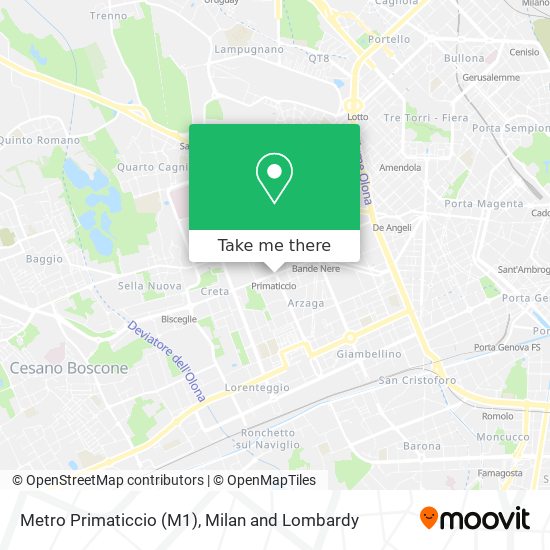 Metro Primaticcio (M1) map