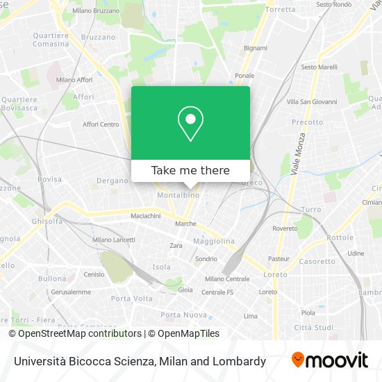 Università Bicocca Scienza map