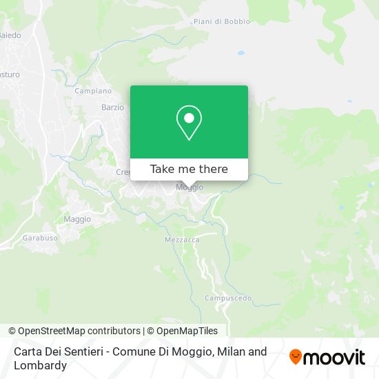 Carta Dei Sentieri - Comune Di Moggio map