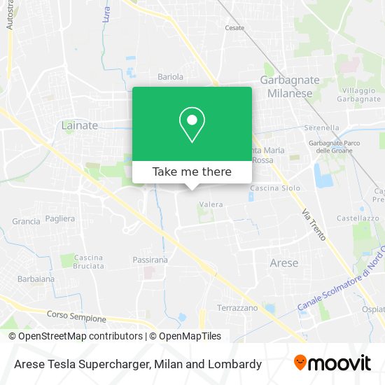 Arese Tesla Supercharger map