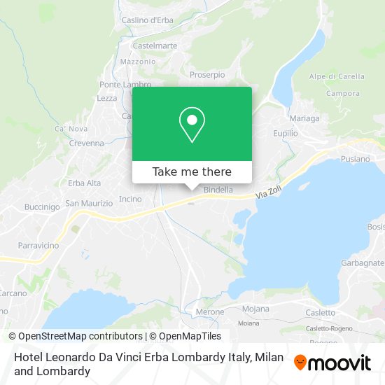 Hotel Leonardo Da Vinci Erba Lombardy Italy map