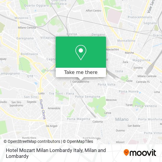 Hotel Mozart Milan Lombardy Italy map