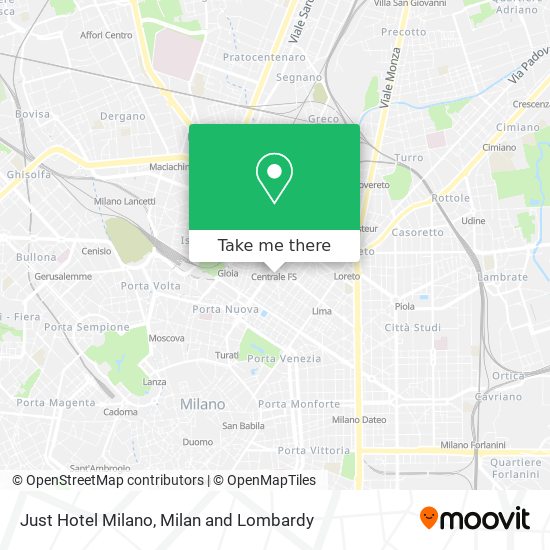Just Hotel Milano map