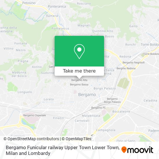 Bergamo Funicular railway Upper Town Lower Town map