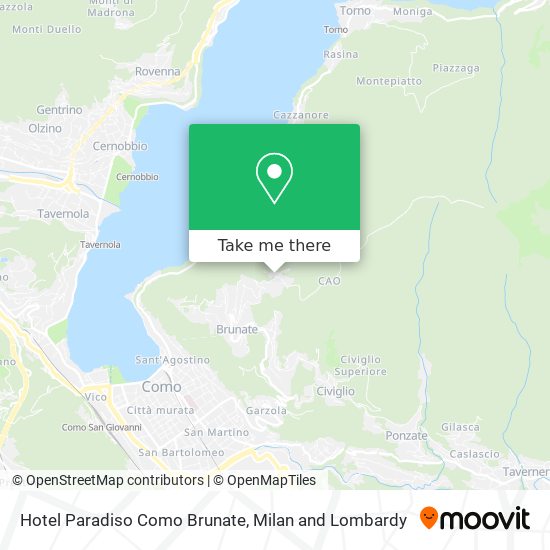 Hotel Paradiso Como Brunate map
