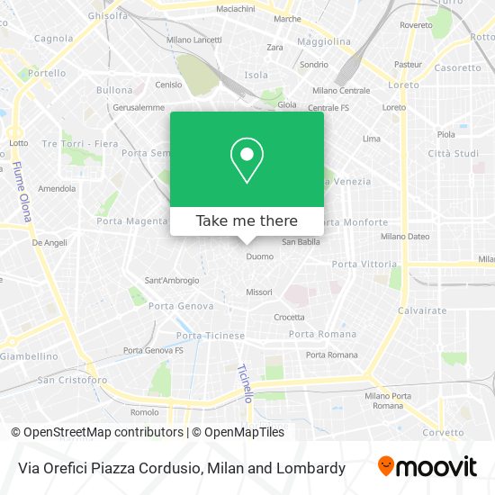 Via Orefici Piazza Cordusio map